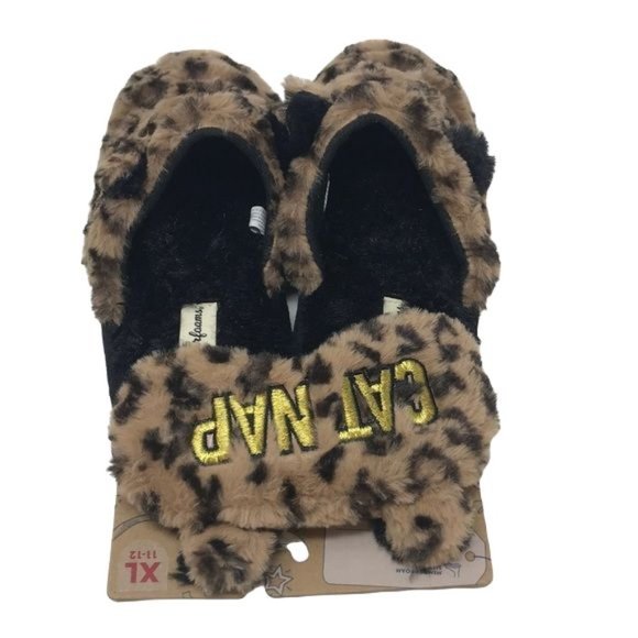 Dearfoams Womens Leopard Print Slipper w/ Eye Mask - Picture 3 of 3